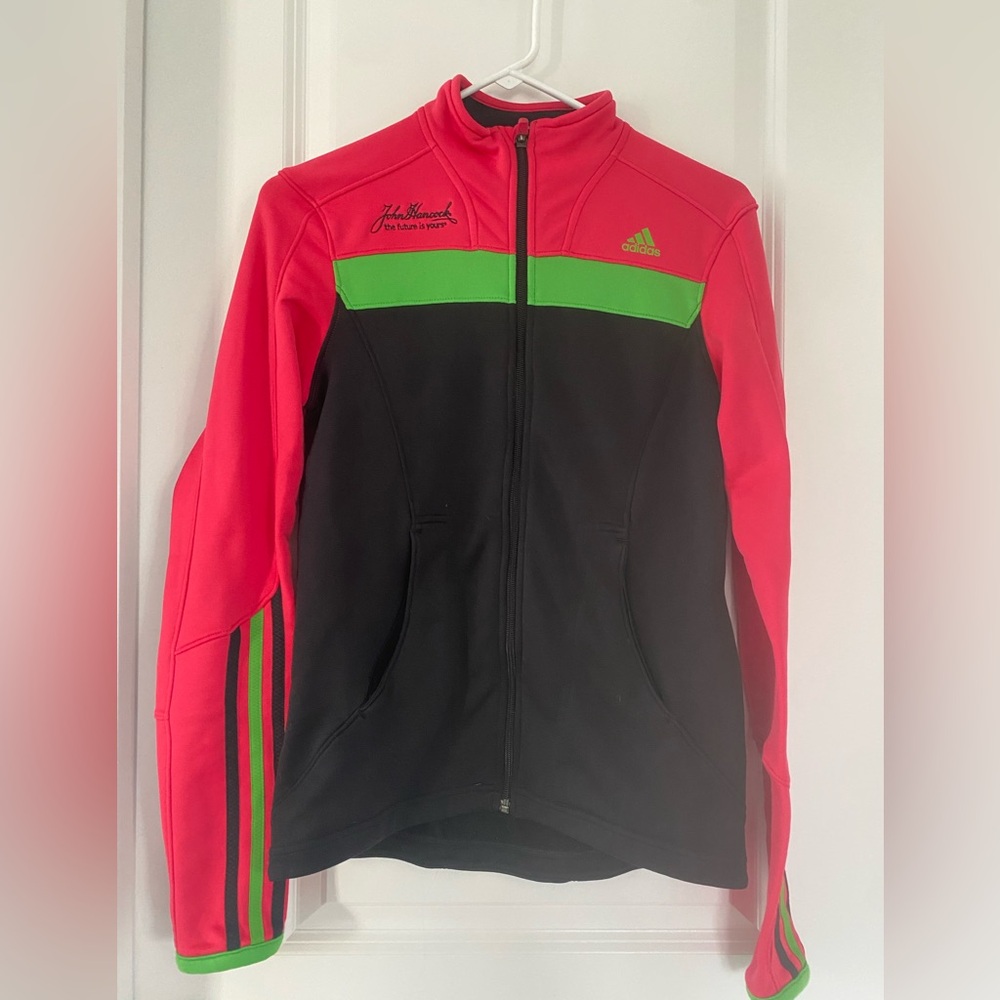 Vintage Adidas Black and Pink 2011 Boston Marathon Running Jacket - Size Small